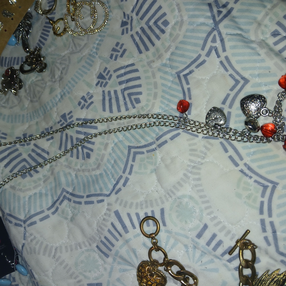 Silver and Red Heart Charm Necklace